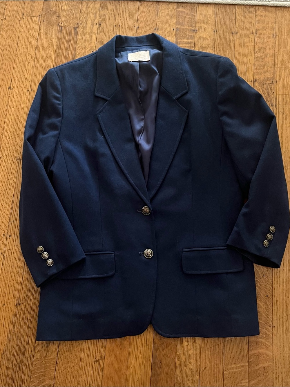 Pendleton Vintage Wool Navy Blue Women's Blazer Ornate Buttons